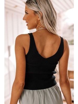 Veraura Lifestyle Kadın Kolsuz Yuvarlak Yaka Triko Bluz
