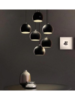 Ayrex Retro Rustik Metal Modern Endustriyel Sarkıt 6 Lı Küre Avize (Ev Isyeri Veya Cafe) MYL00