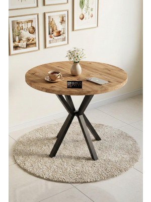 Ayrex Falez Mutfak Masası 90 cm Yuvarlak Masa Modern Metal Ayaklı Cafe Balkon Ofis Yemek Masası 9