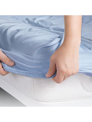Ayrex %100 Pamuk Penye Premium Lastikli Çarşaf | Tek Kişilik | Çift Kişilik | Battal Boy (Mavi,
