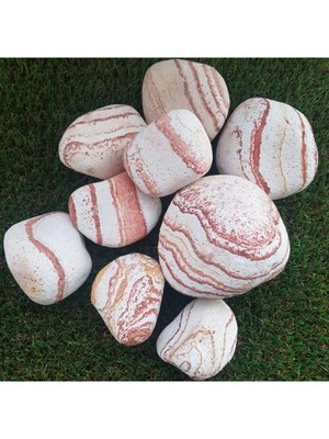 Ayrex Sarı Çizgili Taş 6 kg 6-10 cm Dolomit Taş Dere Taşı Çakıl Taşı Bahçe Süs Taşı Ak