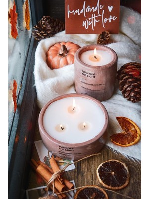 Ayrex 2'li Beton Saksı Içinde Lavanta Kokulu Soya Wax Mum Seti Dekoratif Hediyelik (Çikolata)