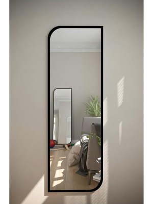 Ayrex Siyah Çapraz Oval Dekoratif Boy Duvar Aynası,siyah 50X150