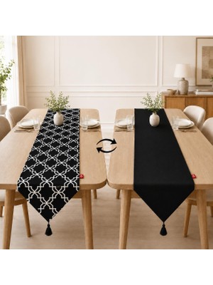 Ayrex Tek Runner Iki Farklı Yüz, Çift Taraflı Kullanım 45 x 150 Cm, Desenli ve Düz Iki Yüzl