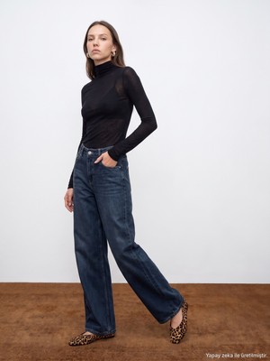 Dilvin 72358 %100 Pamuk Wide Leg Jean-Lacivert