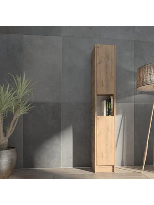 Ayrex FLAT30 Kitaplık 2 Kapaklı Kütüphane Çok Amaçlı Dolap Atlantik Çam 180CM x 29,6cm x 27,