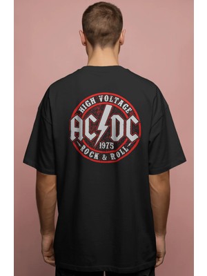 Sevbano Ac Dc Rock Metal Müzik Grubu Baskılı Unisex Oversize Premium Tişört