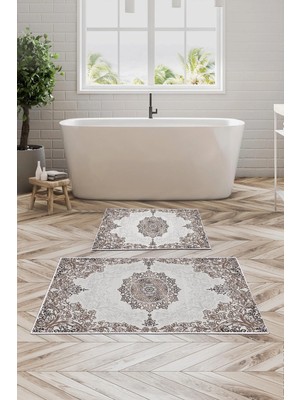 Mikasso Alanur Trend Kaymaz Taban Dijital Banyo Takımı KT466 Kahve Belirtilmemiş Kahverengi
