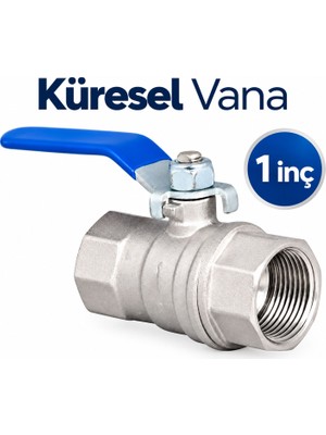 Badem10 Küresel Vana Metal 1 Inç Dayanıklı Su Tesisat Vanası Açma Kapama Kollu Bağlantı Vanası