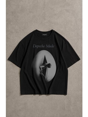 Fuddy Moda Unisex Depeche Mode New Life Baskılı Bisiklet Yaka Tişört, Oversize Rock Band Temalı Tshirt
