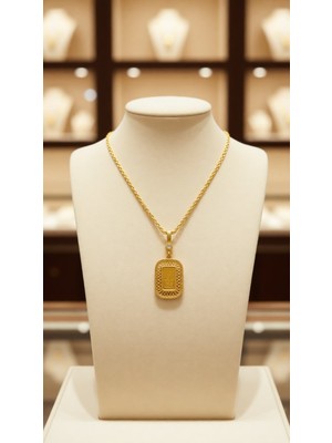 Vipfoni Gold Renk Içi Kaplama Gram Dolgulu 60 cm Burgu Zincirli  Kolye - M1
