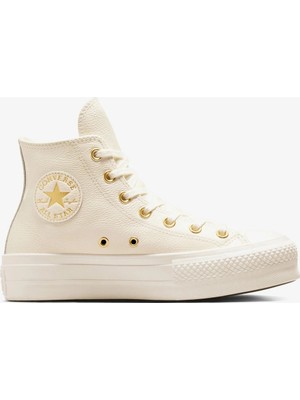 Converse Chuck Taylor All Star Lift Unisex Krem Deri Platform Sneaker