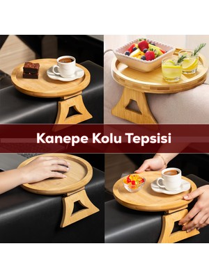 Porsima PBT-414 Bambu Koltuk Matı Ahşap Kanepe Koltuk Kenarı Sehpa Yan Sehpa Koltuk Katlanabilir Koltuk Kenarı Tepsisi