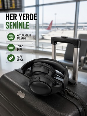 Uravas Store Katlanabilir Usb-C Şarjlı Bluetooth Kulaklık - Lisinya