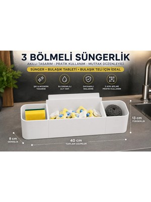 Mikasso Mutfak Dolabı Içi Organizer – Bulaşık Tableti, Sünger ve Bulaşık Teli Düzenleyici Plastik