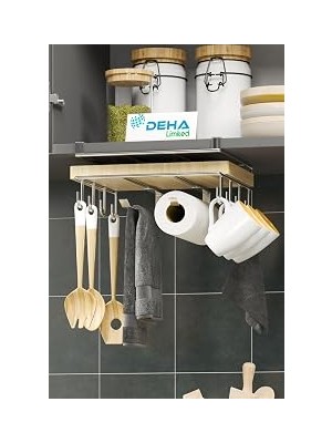 Uravas Store Paslanmaz Kupa Fincan Askılı Kesme Tahtası Raflı Mutfak Tezgah Üstü Organizer Raf Stand Krom