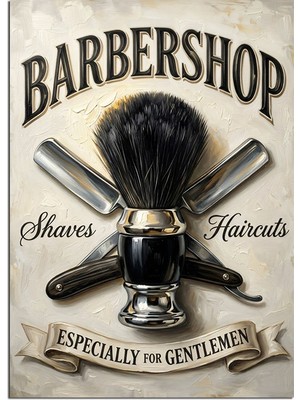 Tablomega Barbershop Erkek Berber Tabelası Tablosu Dekoratif Kanvas - Mdf Ahşap Tablo