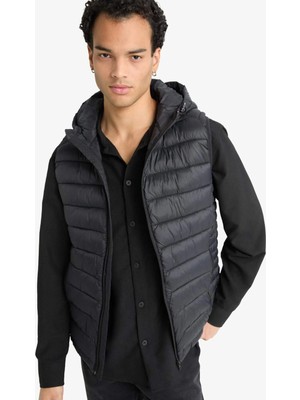 DeFacto Hafif Şişme Yelek Su Itici Slim Fit Dar Kesim Kapüşonlu Fermuarlı Cepli Mevsimlik N4652AZ24AU