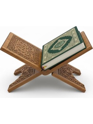 Uravas Store Babalar Günü Hediyesi Elar Wooden Ahşap Rahle - Selçuklu Motifli Oyma Kitap ve Kur'an-I Kerim Standı, Katlanabilir (45 cm Uzunluk, 18 cm Genişlik) – Kuran-I Kerim ve Büyük Boy Kitap Tutucu