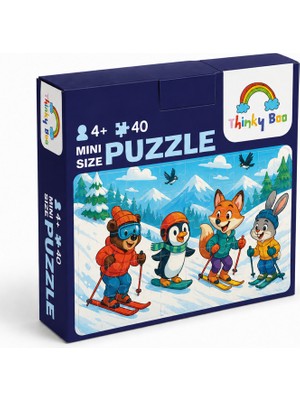 Thinky Boo Hayvanlar Kayakta Mini Puzzle 40 Parça 3-7 Yaş Eğitici Çocuk Puzzle Yapboz
