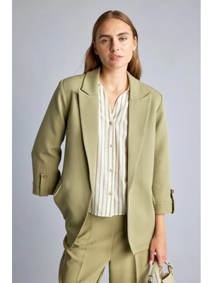 DeFacto Oversıze Basic Blazer Beyaz Ceket C3215AX26AU