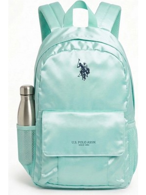 U.S. Polo Assn. Çocuk Çanta Okul Sırt Çantası Ilkokul Ortaokul Kapaklı Ön Cepli Ergonomik Mint Neon Yeşili PLCAN26100