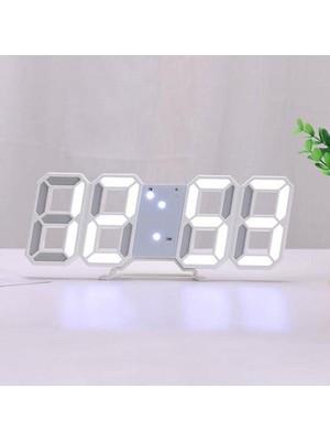 Uravas Store Valkyrie Beyaz LED Dijital Dekoratif Masa Veya Duvar Saati