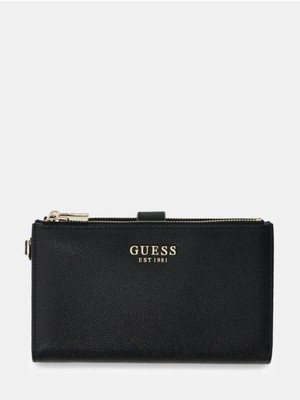 Guess Kadın Cüzdan Portföy Çift Fermuarlı Çok Bölmeli Kart Bölmeli El Askılı Logolu Şık Siyah Günlük SWBG7898157