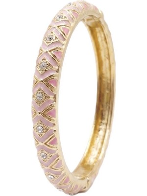 Ma Gold Pembe Taşlı Tasarımlı Mineli Bileklik