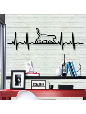 Ayrex Metal Duvar Sanatı - Ekg Cat -3d Duvar Silueti Metal Duvar Dekoru Ev Ofis Dekorasyonu Yatak O