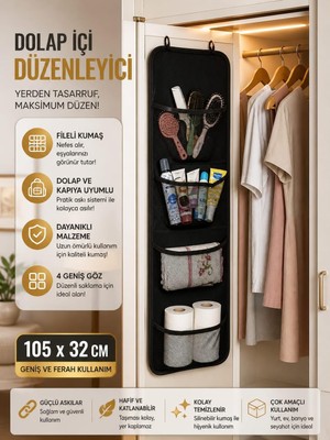 Ayrex Dolap Içi Düzenleyici 4 Gözlü Fileli Kumaş Organizer Kapı Arkası Askılı Gardırop K�