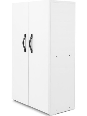Ayrex 2 Kapaklı 4 Raflı Çok Amaçlı Dolap Beyaz 59X30X100 cm | Suntalam Düzen Dolabı | Mutfak,