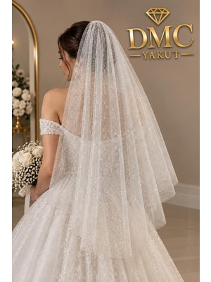 Dmc Yakut 150 cm Taraklı Tamamı Simli Tül Gelin Duvağı – Düğün, Nikah, Nişan ve Kına Için