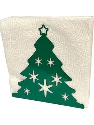 Uravas Store Çam Ağacı Temalı Yeşil Metal Peçetelik Yılbaşı Noel