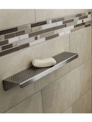 Mikasso Paslanmaz Raf Banyo Rafı 40 cm Paslanmaz Çelik Gri