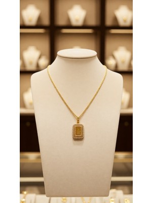 Vipfoni Gold Renk Içi Kaplama Gram Dolgulu 60 cm Burgu Zincirli Kolye - M2