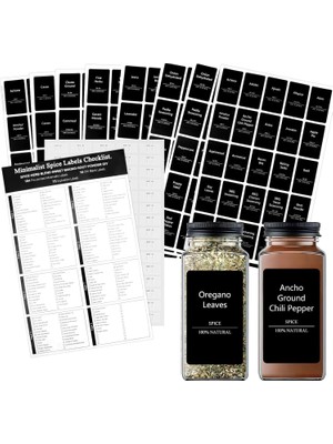 Uravas Store Bolivia's Baharat Kavanozu Etiketleri, 275 Adet Su Geçirmez Premium Mutfak Çıkartması, Kavanoz ve Kapları Düzenleme Seti, Baharatlar ve Otlar Için Pratik Çözüm