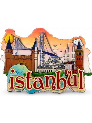 Skygo Istanbul Temalı Ahşap Buzdolapı Süsü Magnet