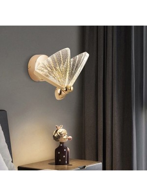 Burenze Elegance Kelebek Tasarım Duvar LED Aplik Antik Kaplama Işık Yönü Aşağı Dahili LED BURENZE812
