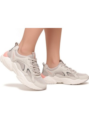 Lumberjack Dakota Bej Kadın Sneaker Spor Ayakkabı V3 Düz Taban P-U Malzeme ile Rahat Kullanım
