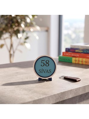 Miaju 58 Sivas Il Kodlu Yuvarlak Stantlı Obje Çalışma Masalarınız Için Modern ve Estetik Hediye Alternatifi 10X10 cm