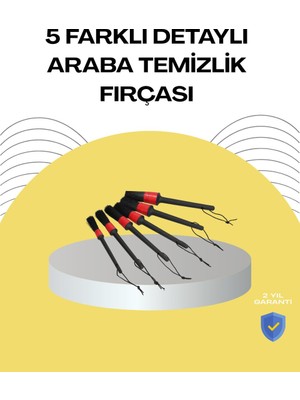 Ankaverse 5 Boy Fırçalı Araba Temizlik Seti-Derin Temizlik Sağlayan Yumuşak Fırçalar