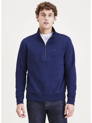 Dockers Lacivert Erkek Pamuklu Gömlek Quarter Zıp Fleece Regular