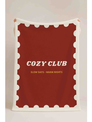 Luvis Store Cozy Club Yazılı Çok Amaçlı Polar Battaniye & Örtü