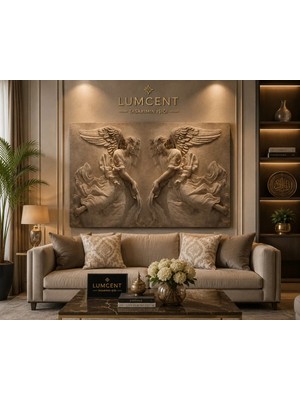 Lumcent Premium Kanvas Duvar Tablosu | Melek Rölyef Modern Sanat Tasarımı | Salon, Yatak Odası ve Ofis Dekorasyonu