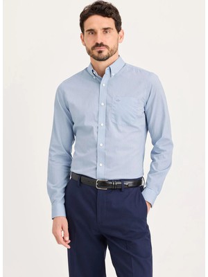 Dockers Mavi Erkek %100 Pamuk Gömlek Mavi Signature Defender Shirt Slim