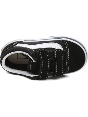 Vans TD Old Skool V Siyah Bebek Sneaker Erkek Çocuk Kız Çocuk Düz Taban Tekstil Malzeme