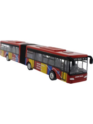 MEGA 632-31 Kırmızı Metal Körüklü Otobüs 18 cm Uzunluğunda Çocuklar İçin Eğlenceli Oyuncak