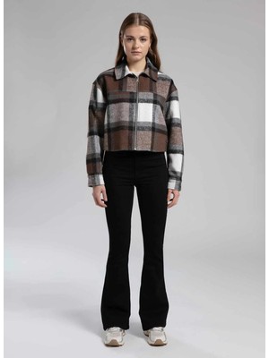 Lee Cooper Kahverengi Kadın Crop Ekose Ceket 261 Lcf 231001 Brıelle Kahve Ekose