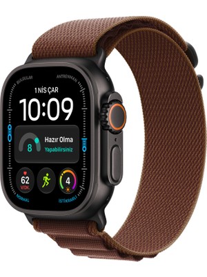 Apple Watch Ultra 4 Gps + Cellular, 49 mm Siyah Titanyum Kasa ve Burgonya Alpine Loop - Orta Boy
